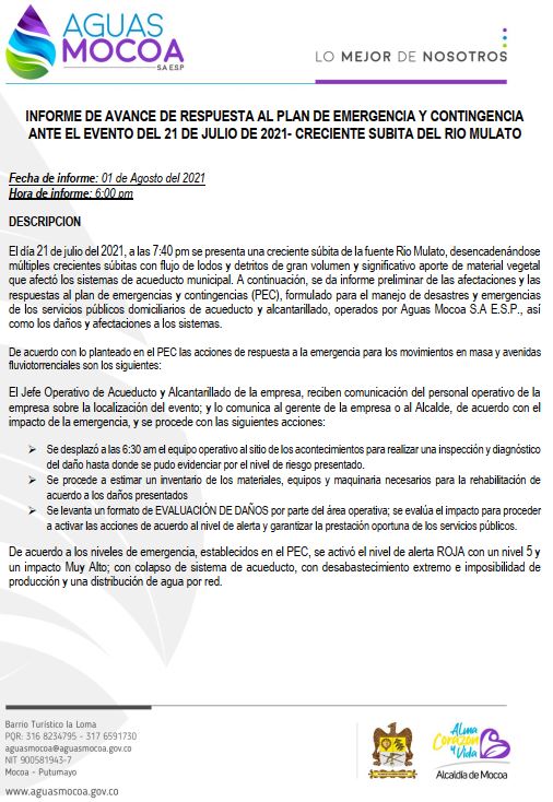 portada informe de respuesta pec
