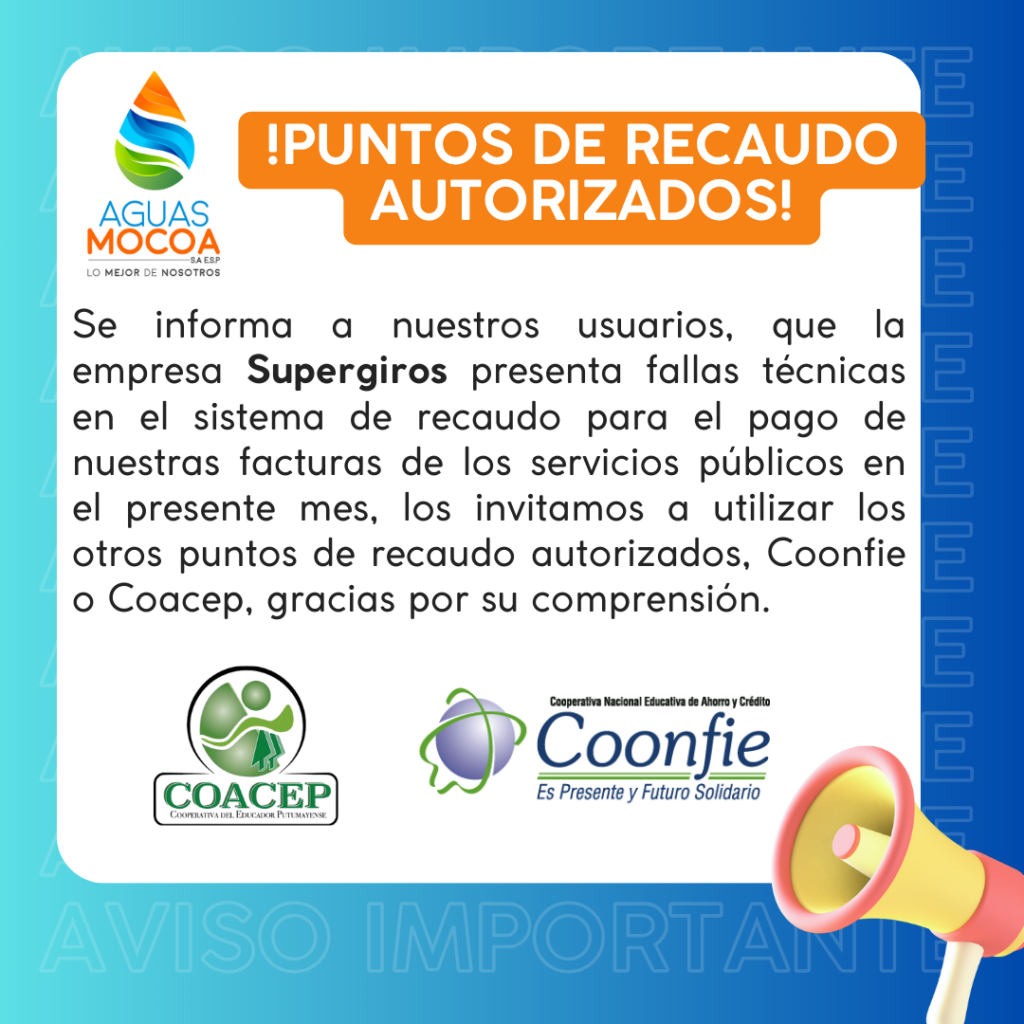 Puntos de reacaudo autorizados